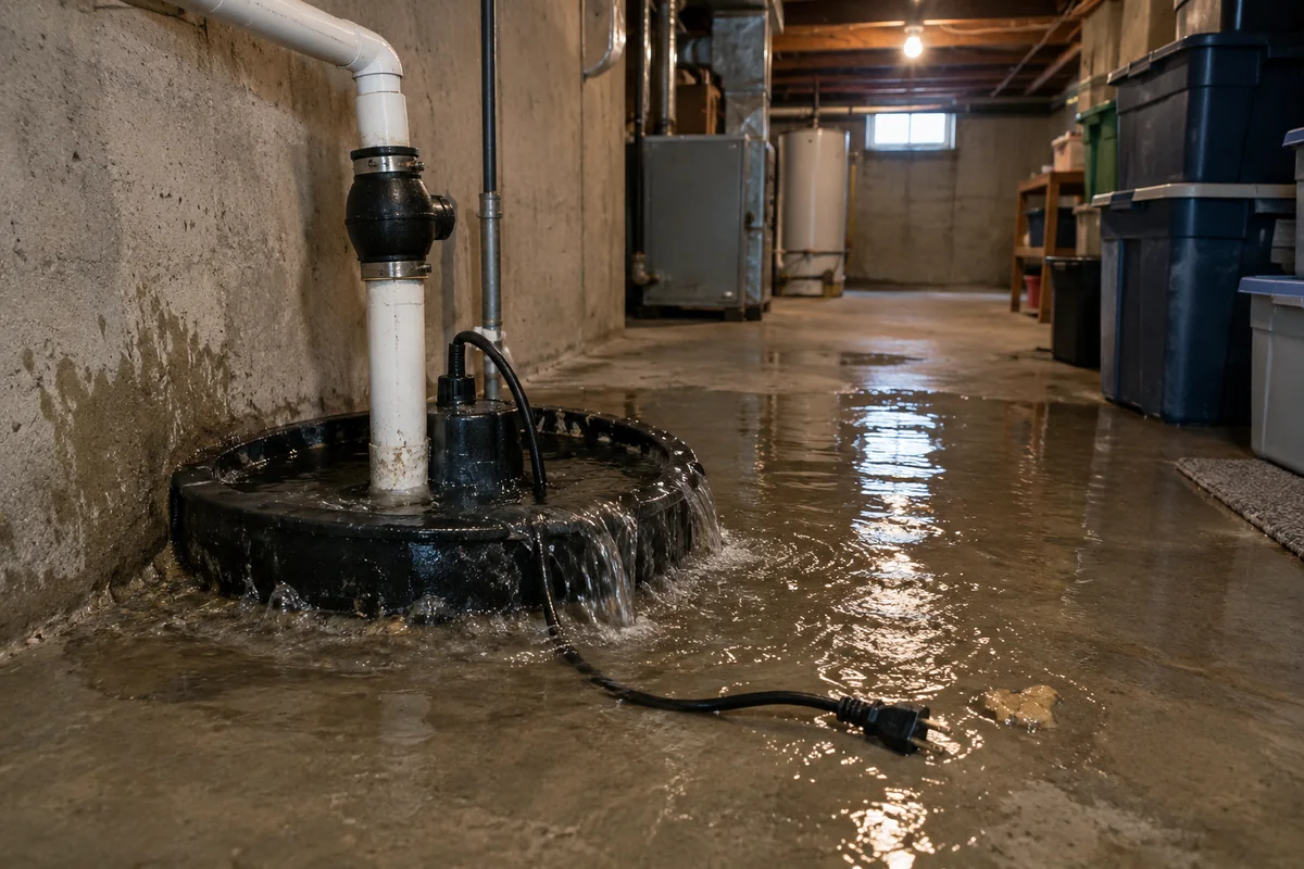 Sump Pump Failure Water Damage underway on a property in Lansing, MI