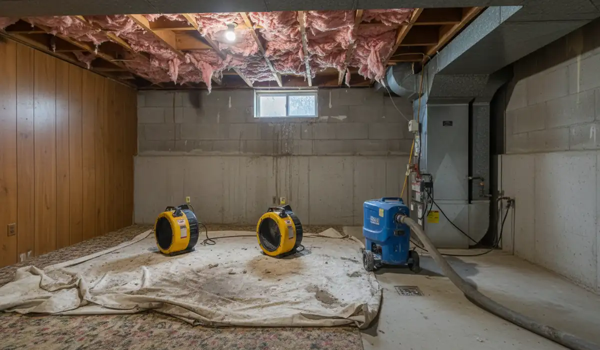 Ceiling & Drywall Water Damage Repair in progress on a property in Lansing, MI