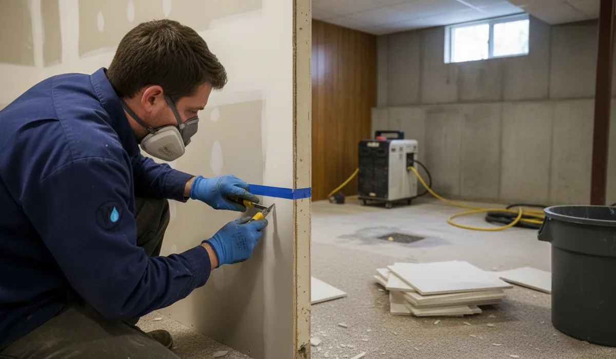 Flooded Basement Cleanup in progress on a property in Lansing, MI